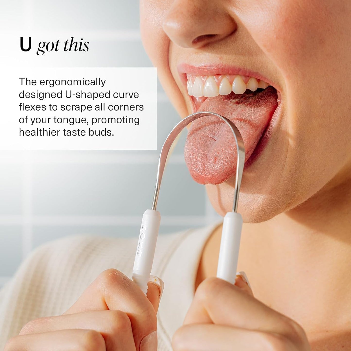 Stainless Steel Tongue Scraper for Fresh Breath - Includes Travel Pouch for Adults & Kids
