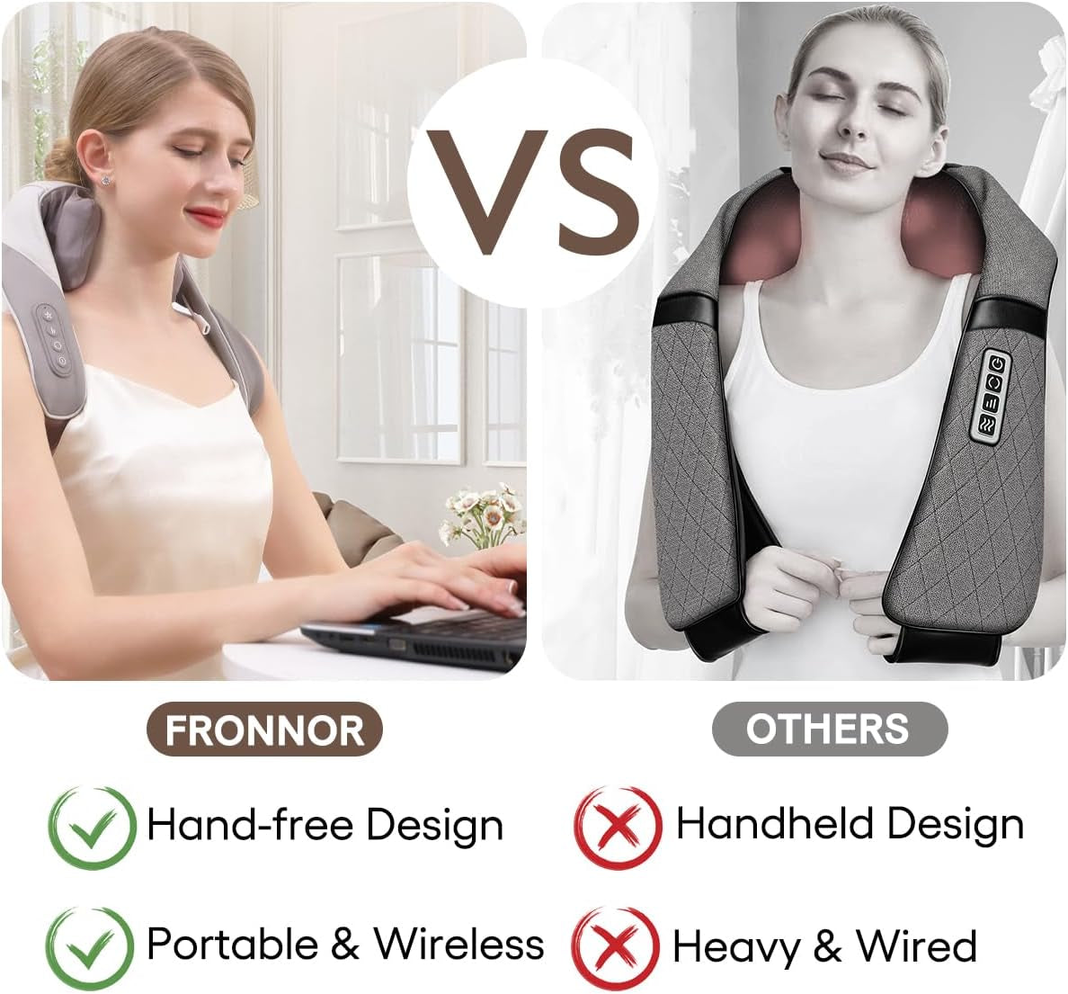 Revolutionary Wireless Neck Massager with Soothing Heat - Ultimate Portable Relief for Neck, Shoulders, and Back - Perfect Gift for Home, Office, or Travel (Apricot)