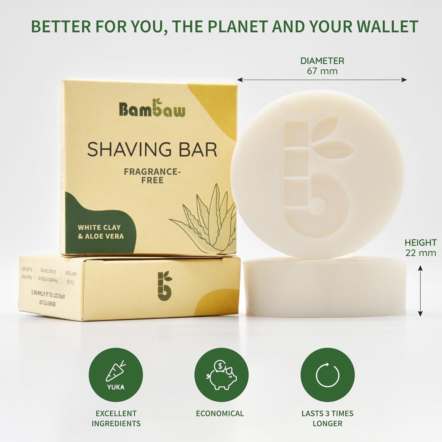 Organic Aloe Vera Shaving Bar for Sensitive Skin - Eco-Friendly, Vegan & Fragrance-Free 80G