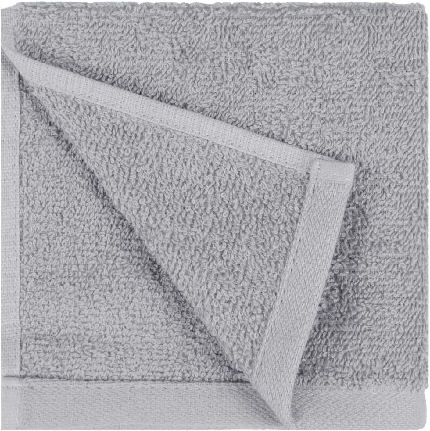 12-Pack Extra Absorbent 100% Cotton Face Towels - Fast Drying Salon Towels in Grey (30 x 30 cm)