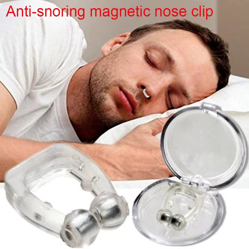 Magnetic Anti-Snoring Nose Clip - Sleep Aid Device for Improved Breathing and Apnea Relief with Protective Case