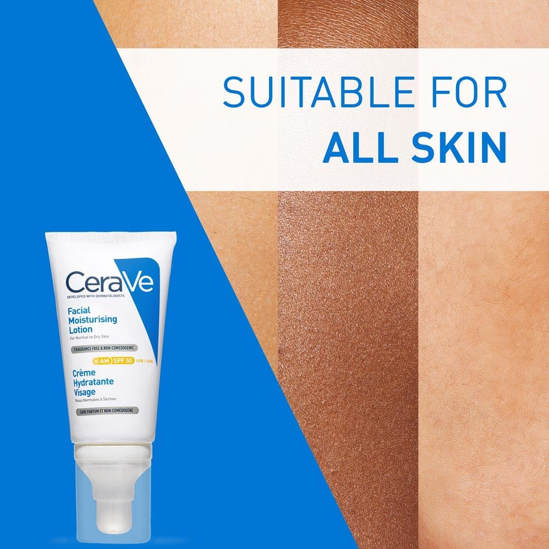 Cerave AM Facial Moisturizing Lotion for Normal to Dry Skin - 52ml with UV Protection & 3 Essential Ceramides