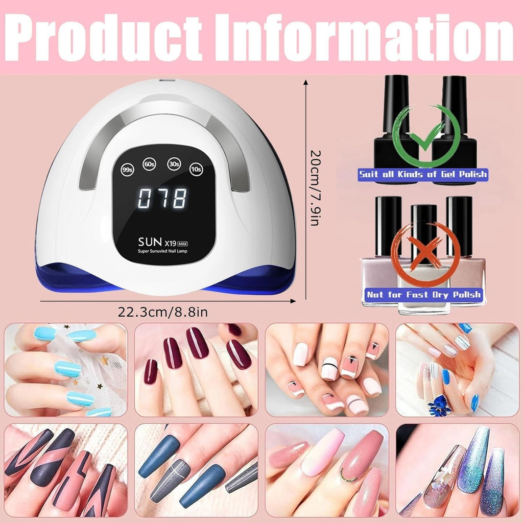 Powerful 320W UV LED Nail Lamp - Fast Drying, 72 LED Beads, Touch Screen, 4 Timer Settings & Auto Sensor for Perfect Nails!