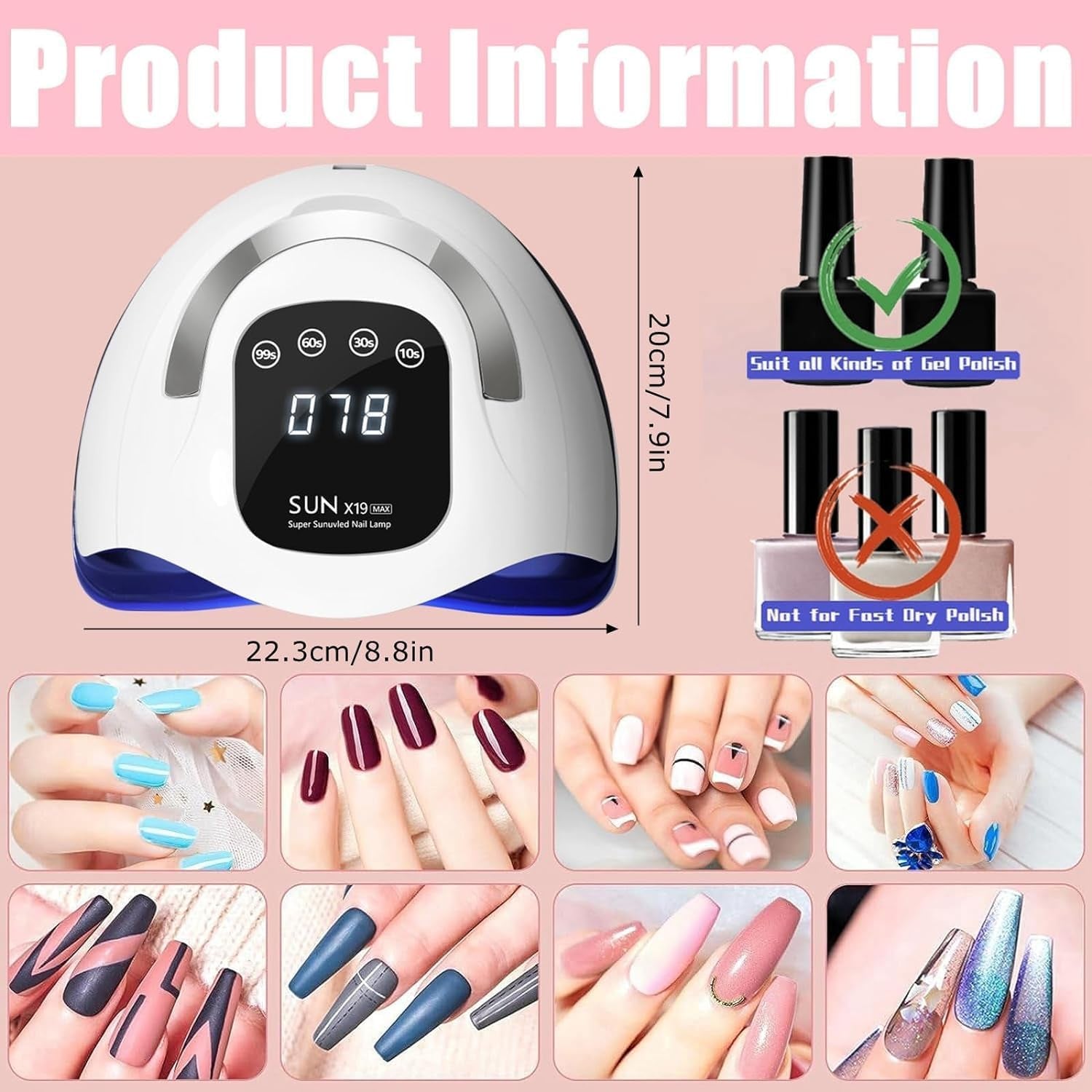 Powerful 320W UV LED Nail Lamp - Fast Drying, 72 LED Beads, Touch Screen, 4 Timer Settings & Auto Sensor for Perfect Nails!
