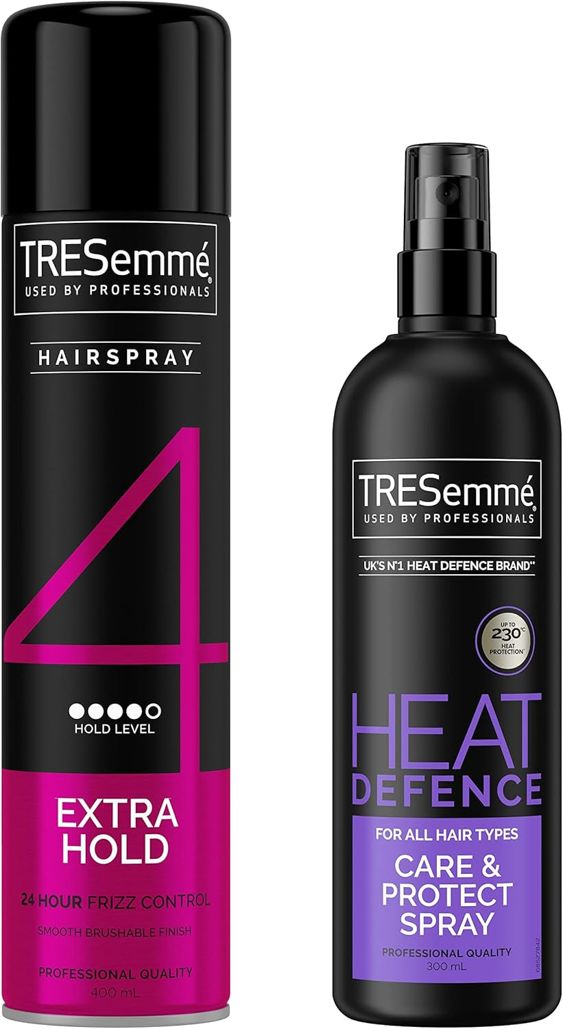 Tresemme Ultimate Hair Protection & Styling Duo: Heat Defence Spray & Extra Hold Hair Spray Bundle
