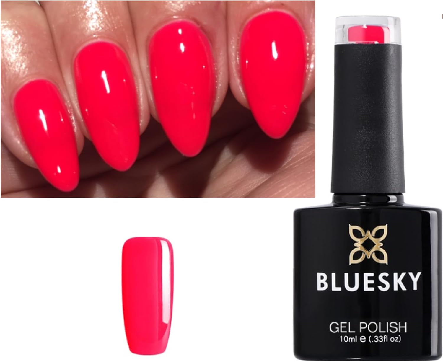 Vibrant  Neon Red/Coral Pink Nail Gel Polish - Summer Fruit Twist 25, 10ml UV LED Soak Off