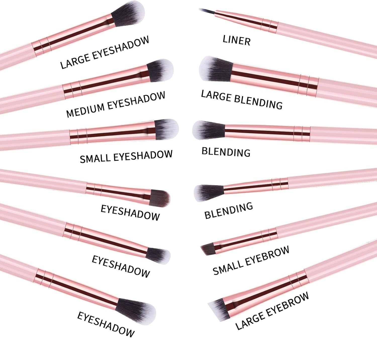 Professional 12-Piece Pink Eyeshadow Brush Set for Flawless Eye Makeup - Perfect for Concealer, Eyeliner, Eyelash, Eyebrow, Blending, and Contouring