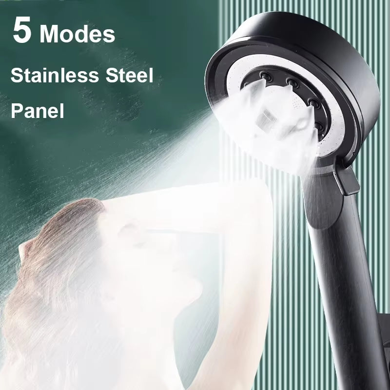 High Pressure Shower Head 5 Modes Water Saving Nozzle Powerful Pressurized Spa Massage Handheld Showerhead Bathroom Accessories