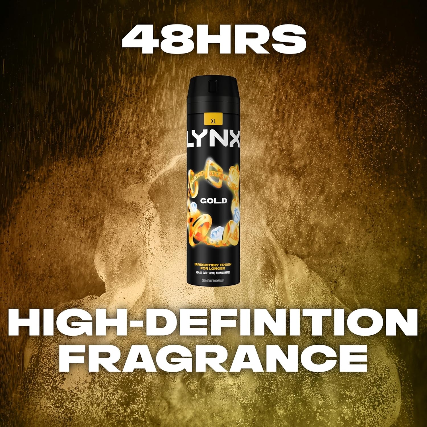 Men Gold Deodorant Body Spray - Oud Wood & Fresh Vanilla Scent, 48-Hour Odour Protection, 200ml, Pack of 6