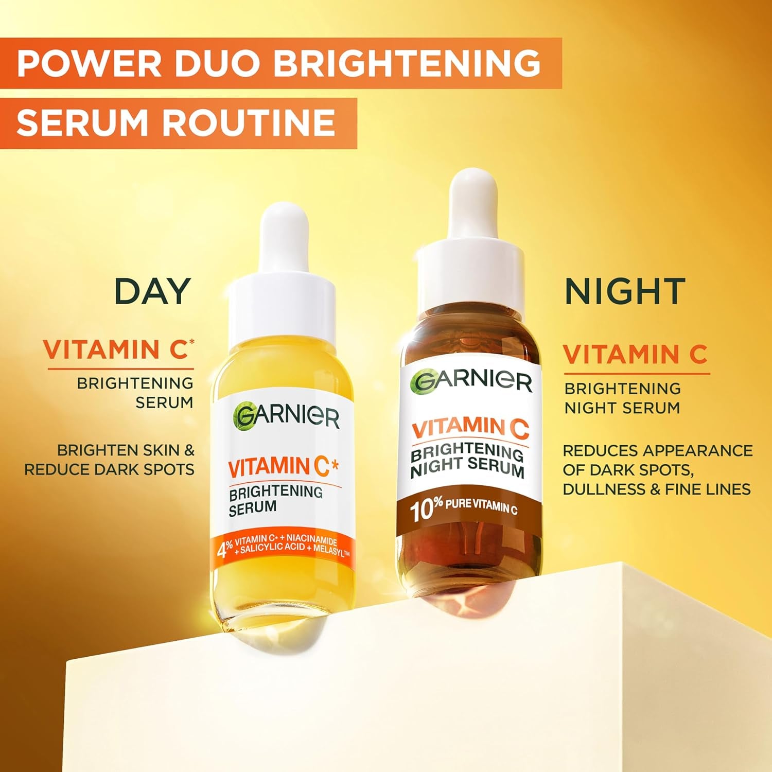 Garnier Vitamin C Brightening Serum for Face, with 4% Vitamin C, Niacinamide & Salicylic Acid, Brightens Skin, Reduces Dark Spots & Evens Skin Tone, Serum 30Ml