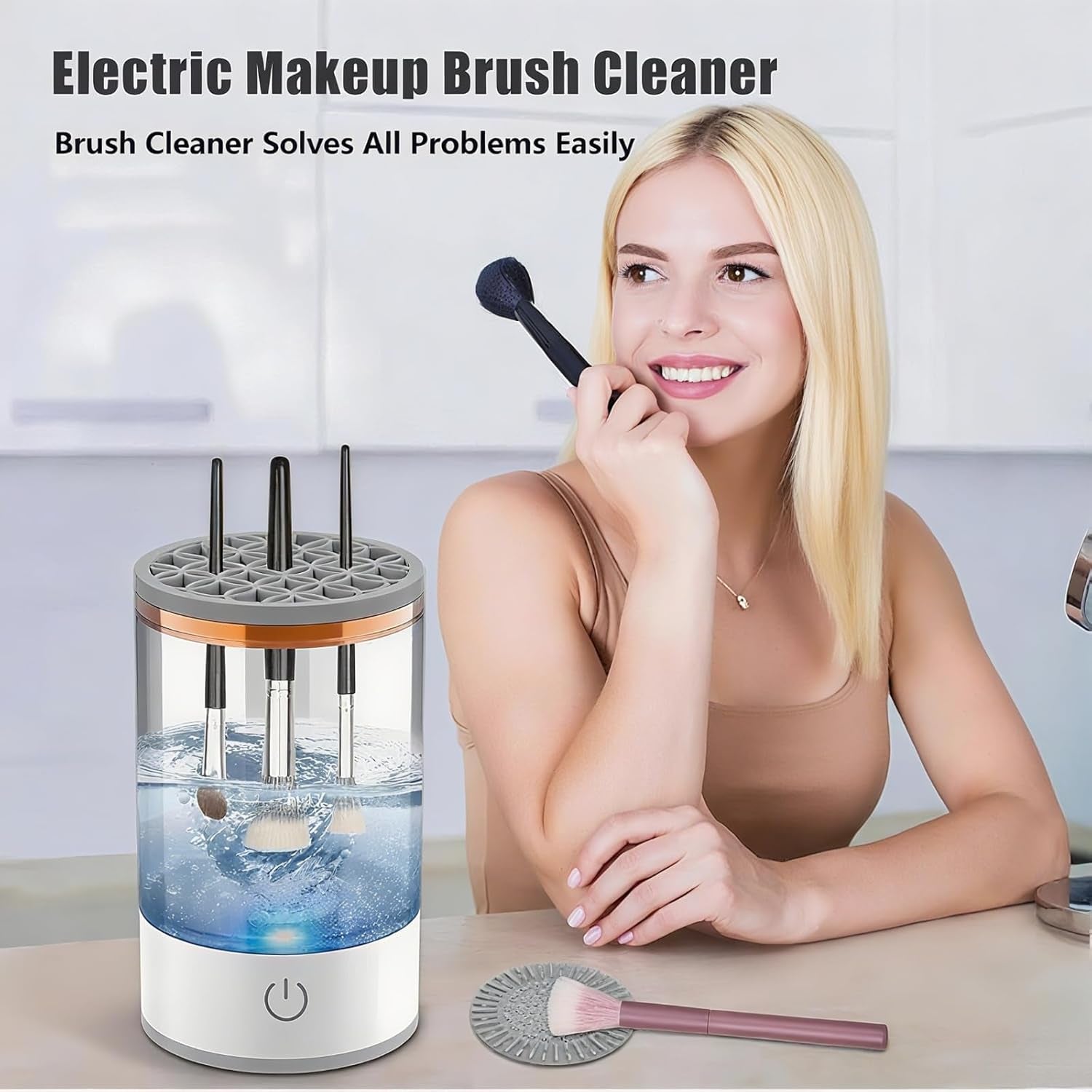 Ultimate Electric Makeup Brush Cleaner & Spinner with Bonus Makeup Sponge - Perfect Gift for Women!