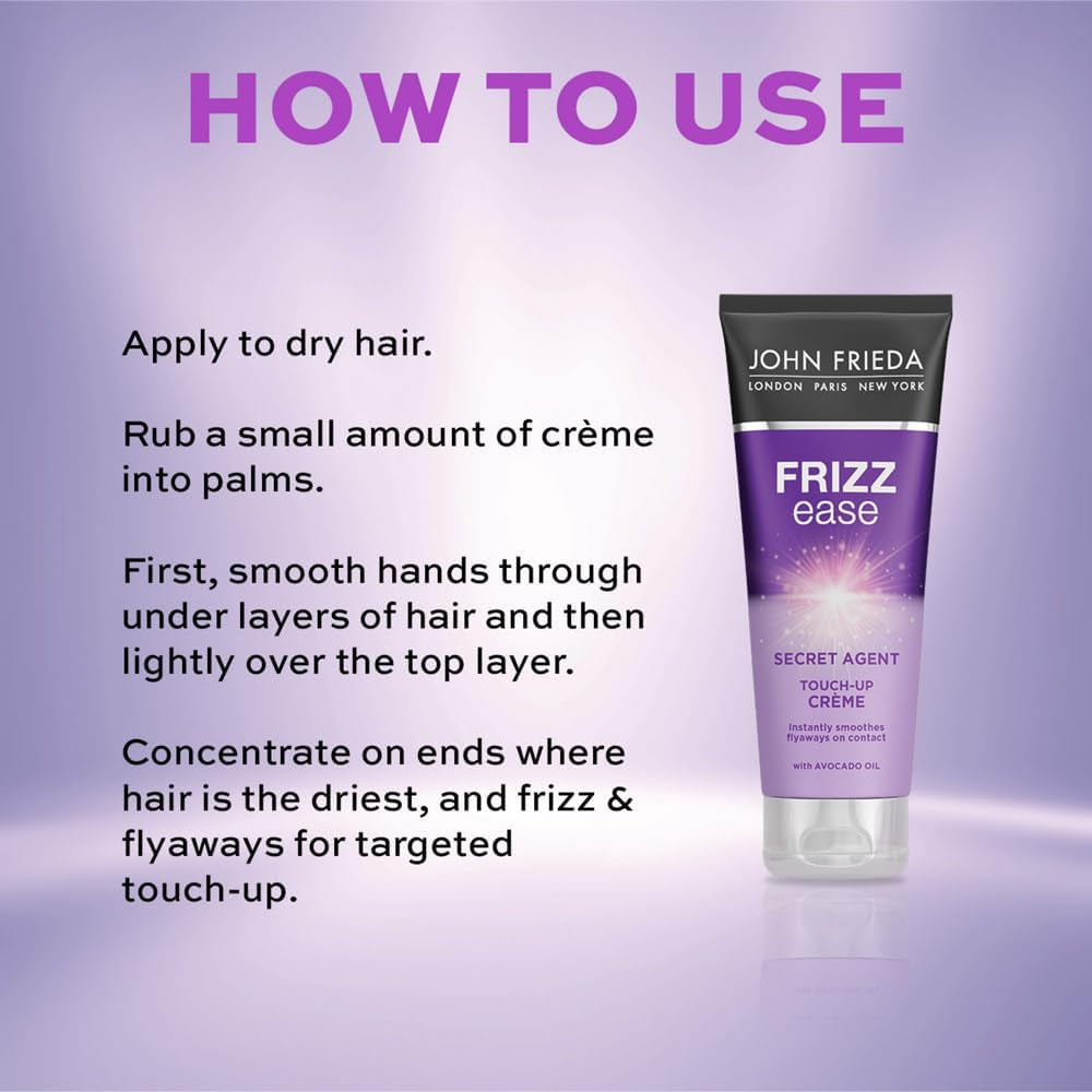 Frizz Ease Secret Agent Touch-Up Crème - 100ml Smoothing Cream for Frizzy, Curly Hair