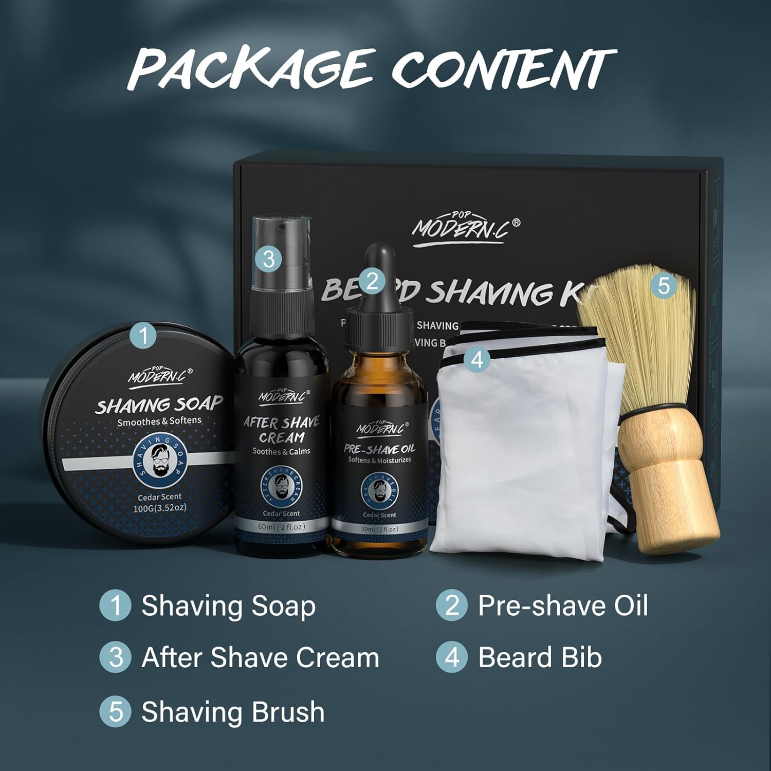 Ultimate 5-Piece Men's Shaving Kit - Perfect Gift Set with Shaving Soap, Beard Bib, Pre & After Shave Essentials, Ideal for Christmas, Birthdays, and Father's Day!
