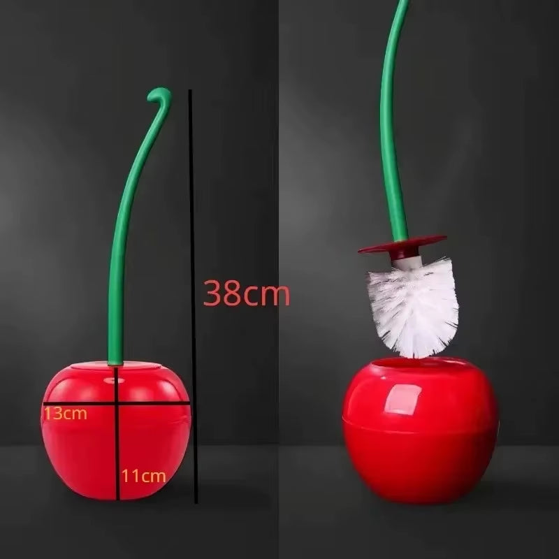 Two Toilet Brushes, Toilet Holders, Bathroom Accessories, Creative and Cute Cherry Shaped Toilet Brush Holder Set