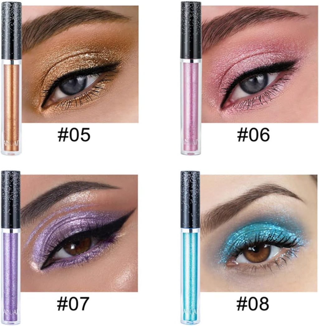 Vibrant 12-Color Liquid Eyeshadow Set - Waterproof, Long-Lasting, Glittery & Metallic for Stunning Smokey Eyes