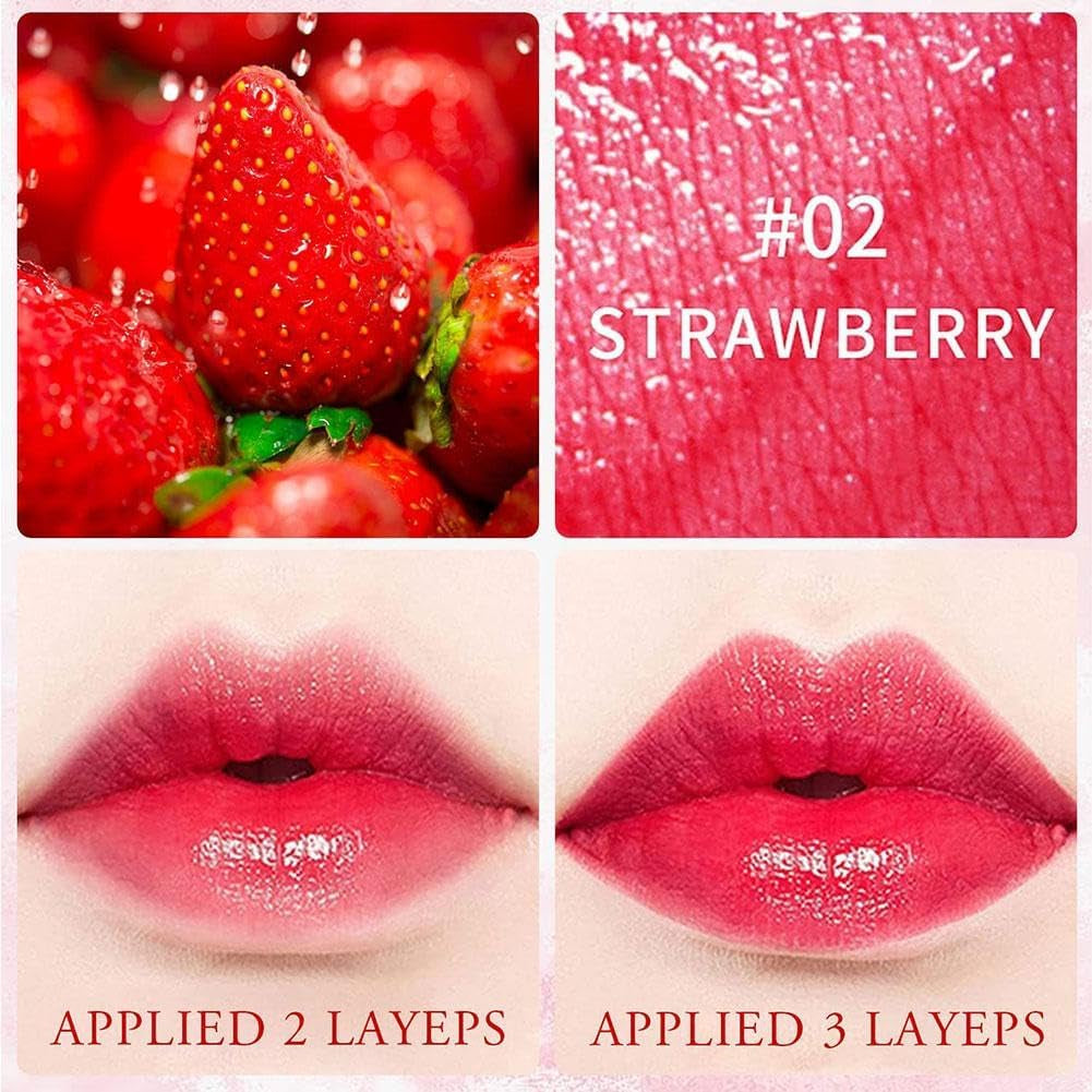 4-Color Lip Tint Stain Set - Mini Liquid Lipstick for Lips & Cheeks, Waterproof & Moisturizing, Long-Lasting & Non-Sticky