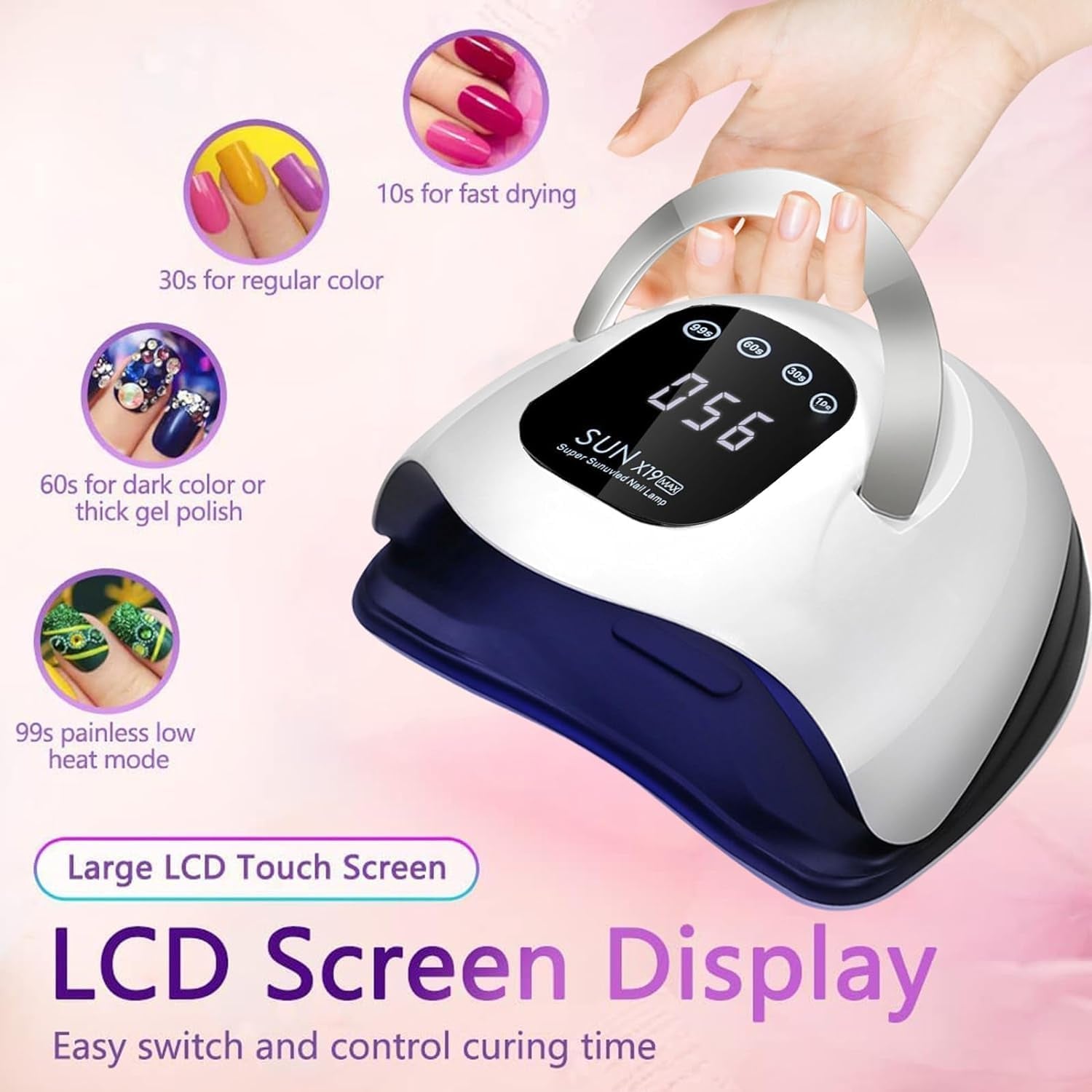 Powerful 320W UV LED Nail Lamp - Fast Drying, 72 LED Beads, Touch Screen, 4 Timer Settings & Auto Sensor for Perfect Nails!