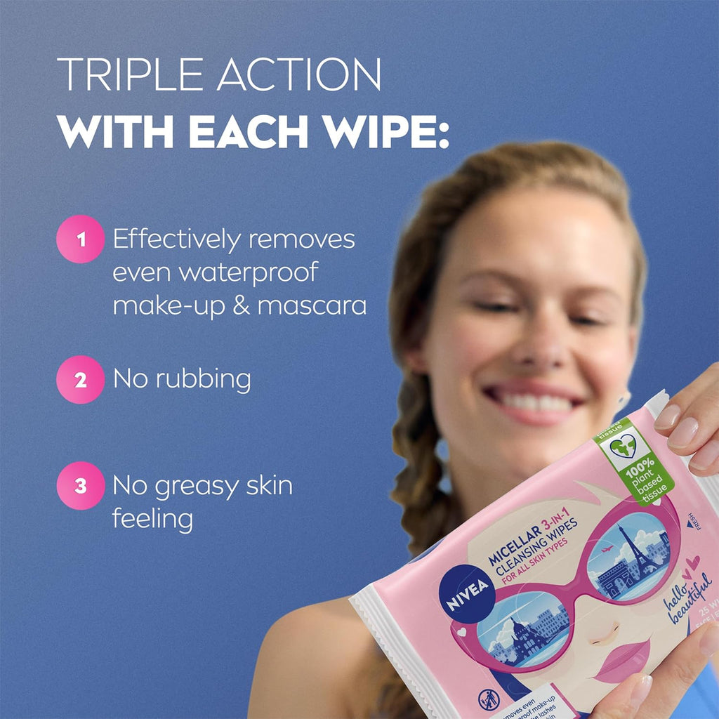 Limited Edition Biodegradable Micellar Cleansing Wipes - 25 Pcs for Effortless Waterproof Makeup Removal!