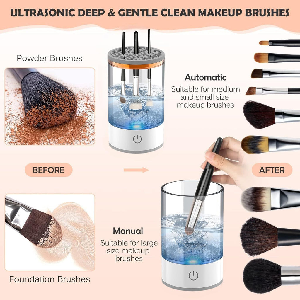 Ultimate Electric Makeup Brush Cleaner & Spinner with Bonus Makeup Sponge - Perfect Gift for Women!