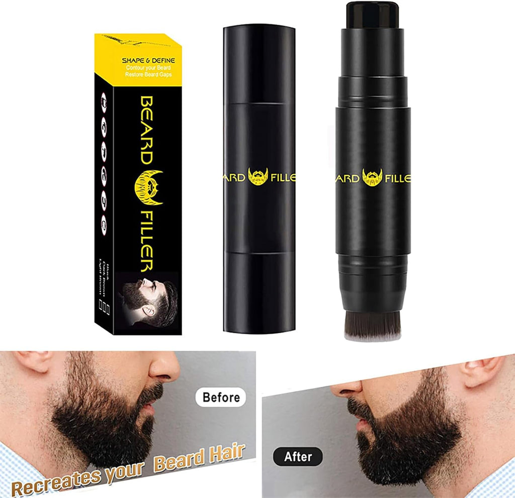 Black Beard Brush for Men - Waterproof Colouring Pencil for Natural Mustache Coverage and Styling - Long-Lasting Definition and Thickness Enhancer