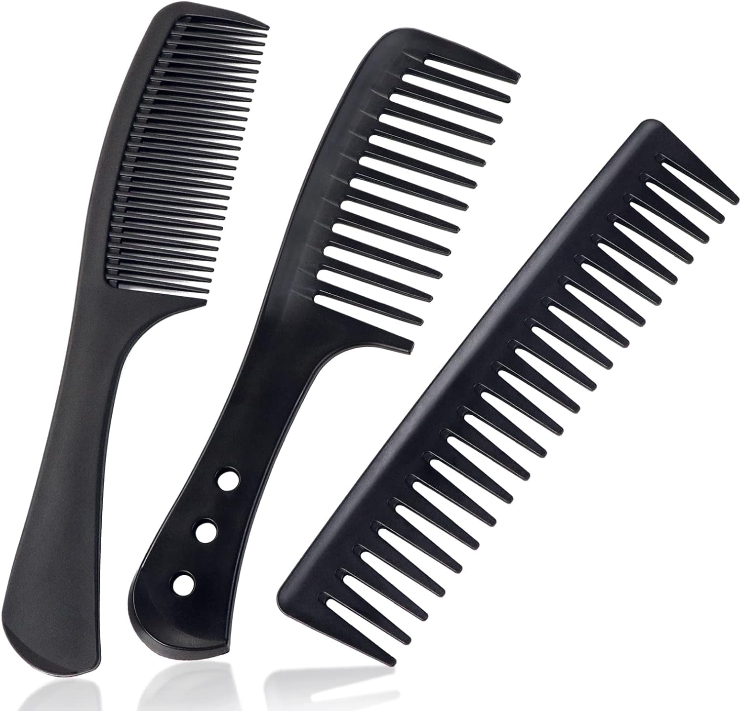 3-Piece Wide Tooth Carbon Fiber Comb Set – Heat Resistant & Anti-Static for All Hair Types