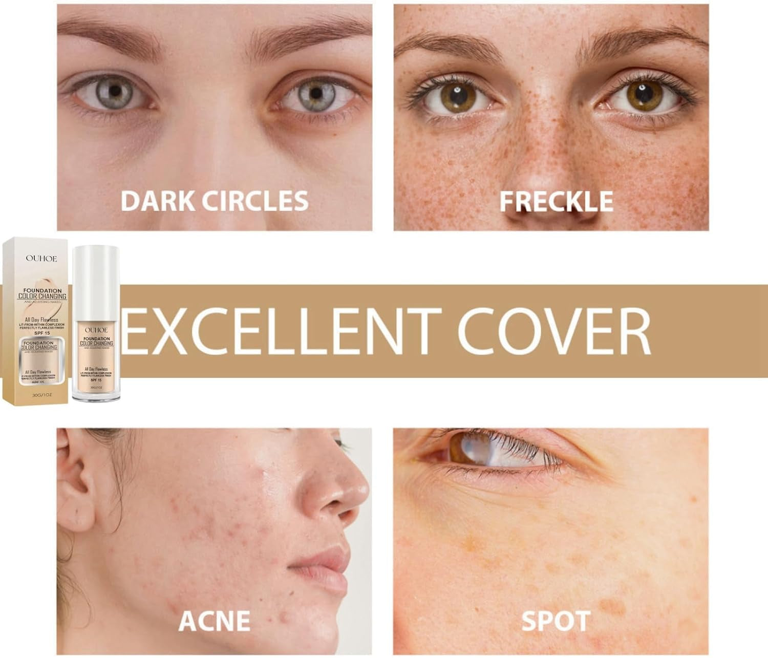 Transformative Colour Changing Foundation for Mature Skin - Full Coverage Liquid & Cream Makeup in Light