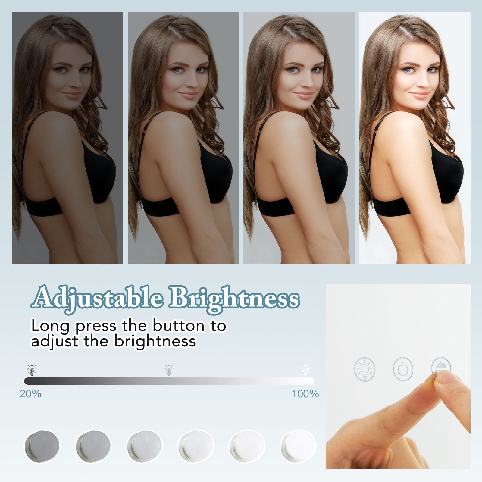 Hollywood Vanity Mirror with 3 Lighting Modes and Adjustable Brightness