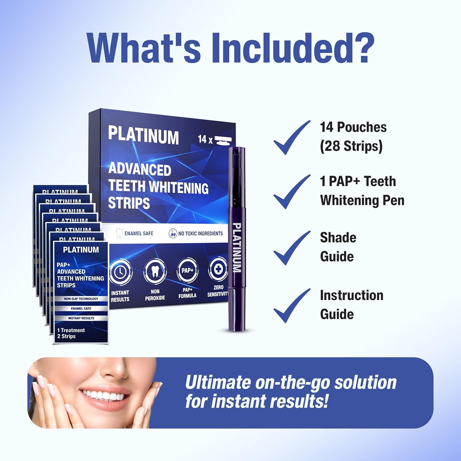 Achieve a Radiant Smile with  Advanced Teeth Whitening Strips & Pen – Up to 8 Shades Whiter, 28 Strips, Vegan & Sensitivity Free!