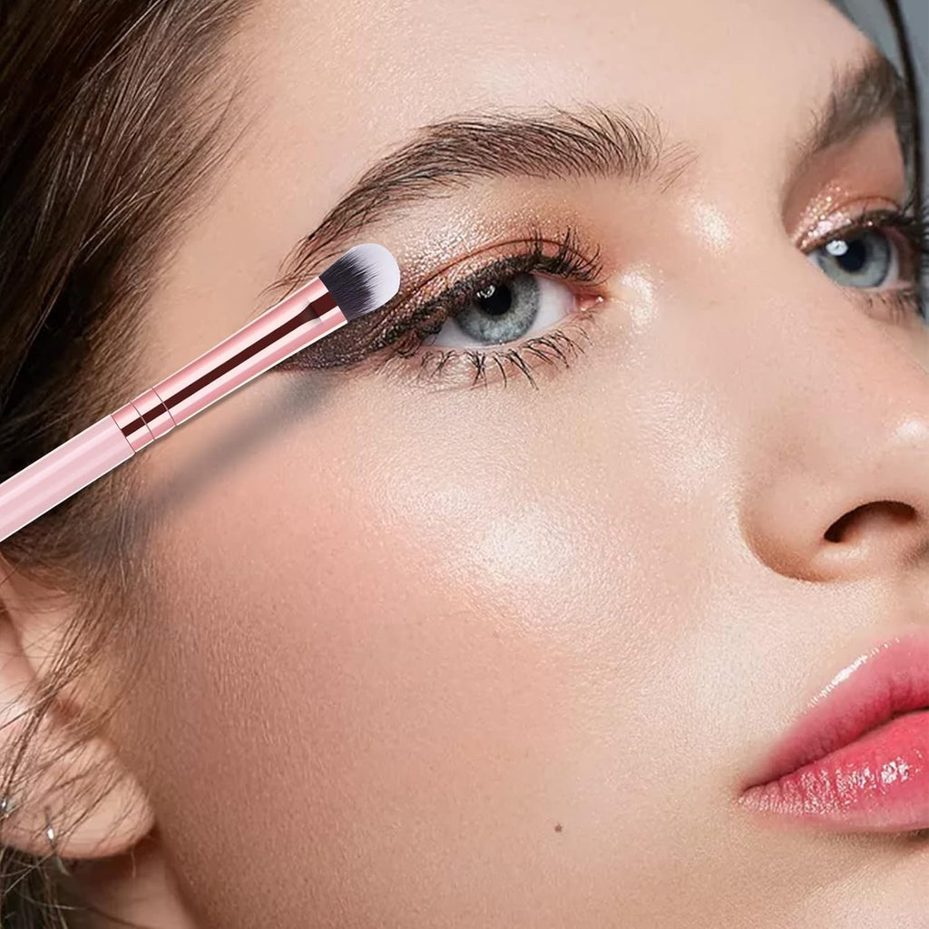 Professional 12-Piece Pink Eyeshadow Brush Set for Flawless Eye Makeup - Perfect for Concealer, Eyeliner, Eyelash, Eyebrow, Blending, and Contouring