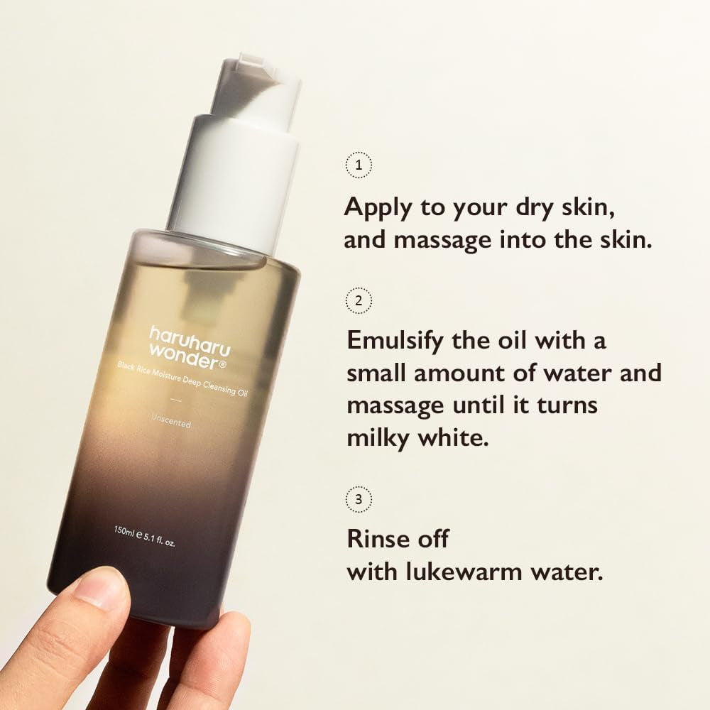 Wonder Black Rice Moisture Deep Cleansing Oil 150Ml, Korean Facial Cleanser, Makeup Remover, Vegan, Cruelty Free