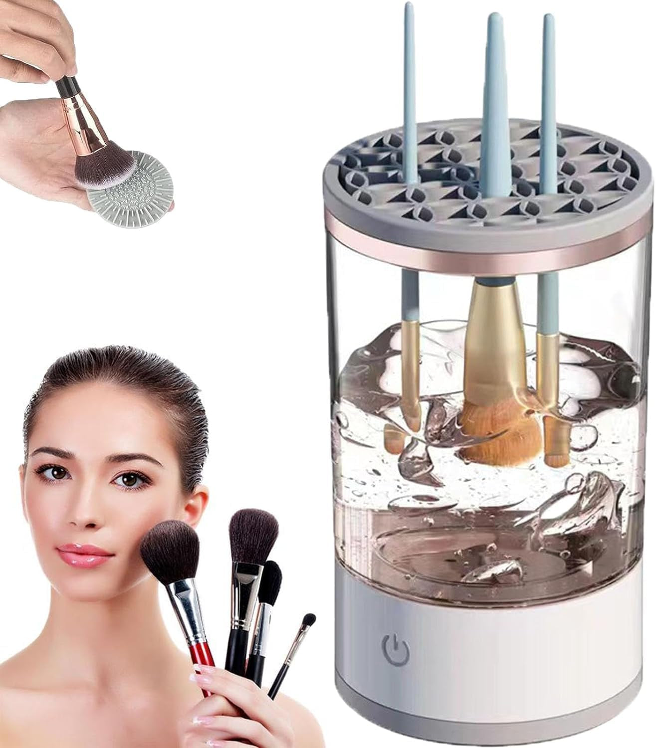 Ultimate Electric Makeup Brush Cleaner & Spinner with Bonus Makeup Sponge - Perfect Gift for Women!