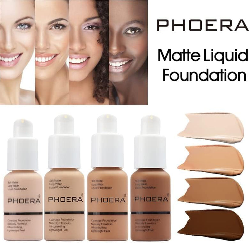 ® Phoera Foundation - Full Coverage Soft Matte Liquid Foundation & Concealer, 24HR Waterproof, Oil Control, Blendable 30ml (102 Nude)