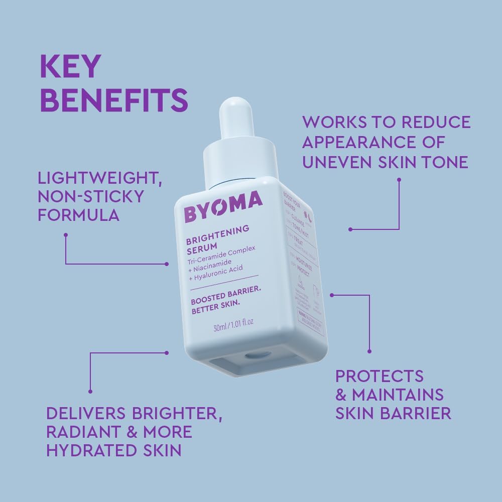 Byoma Brightening Serum (30Ml) Brightening and Hydrating Face Serum with Hyaluronic Acid, Niacinamide and Ceramides - for Glowing and Radiant Skin