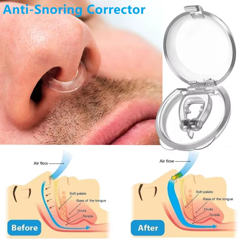 Magnetic Anti-Snoring Nose Clip - Sleep Aid Device for Improved Breathing and Apnea Relief with Protective Case