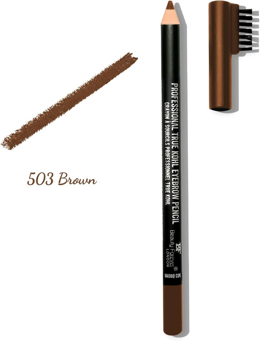 Beauty Forever Professional True Kohl Eyebrow Pencil - High Precision with Built-in Brush (503 Brown) - 1.2g