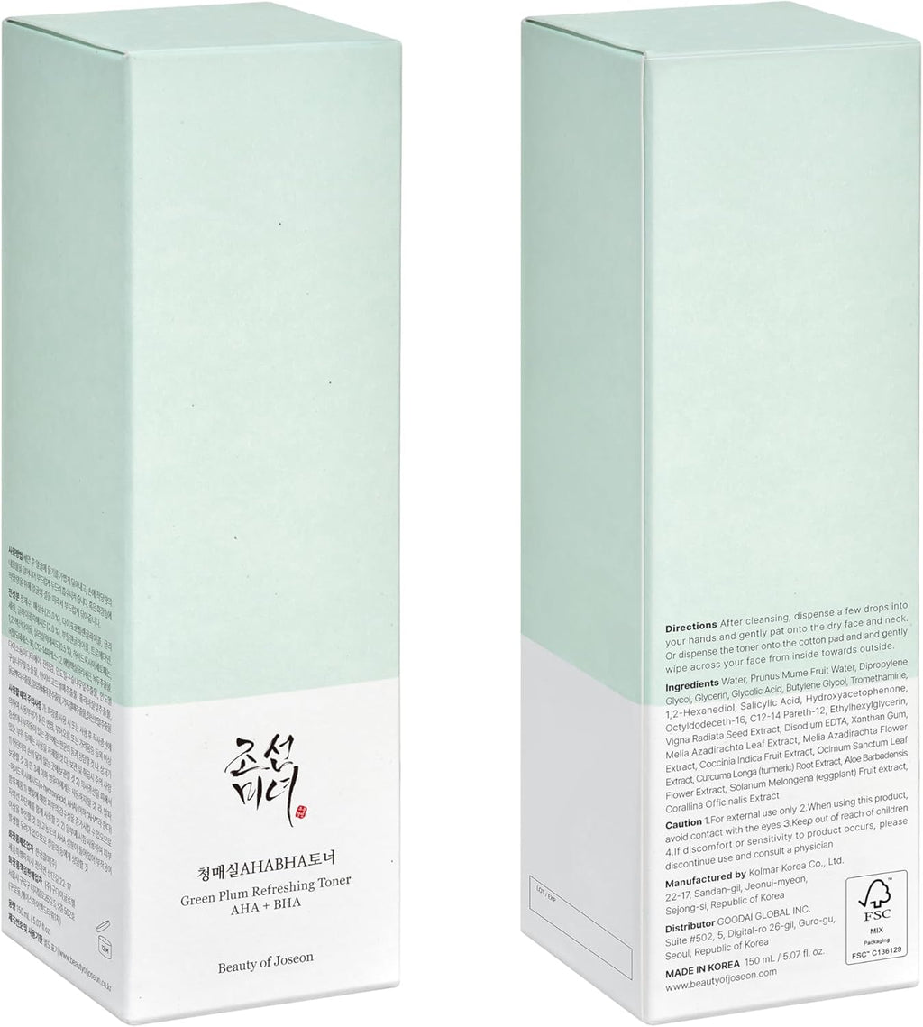 Green Plum Aha Bha Toner Refreshing Facial Essence Moisturizer Korean Skin Care for Men Women 150Ml 5.27 Fl.Oz