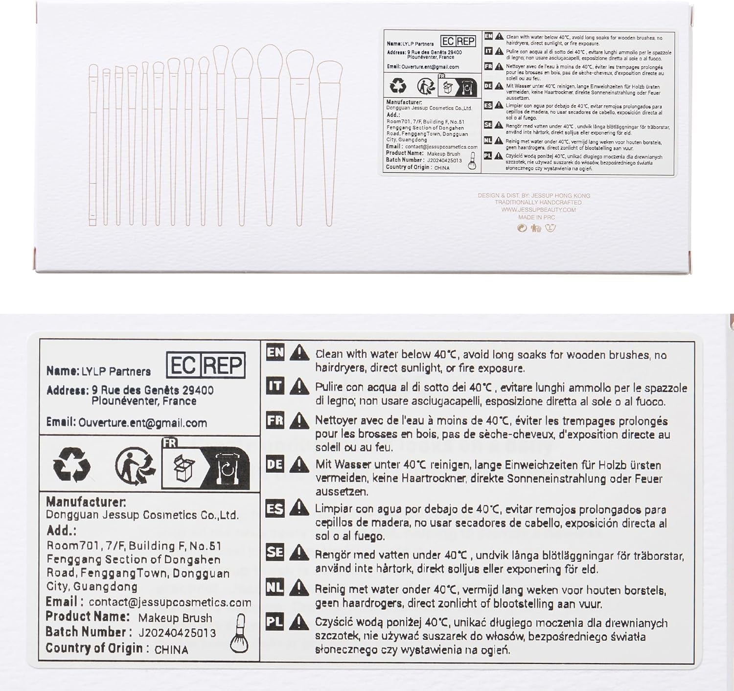 14-Piece Premium Synthetic Makeup Brush Set - Perfect for Contour, Concealer, Foundation, Eyeshadow, Blending, Liner, Powder, and Blush - Elegant Light Grey T329