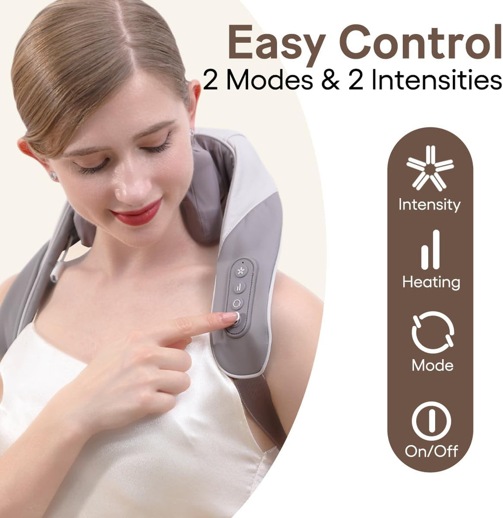 Revolutionary Wireless Neck Massager with Soothing Heat - Ultimate Portable Relief for Neck, Shoulders, and Back - Perfect Gift for Home, Office, or Travel (Apricot)