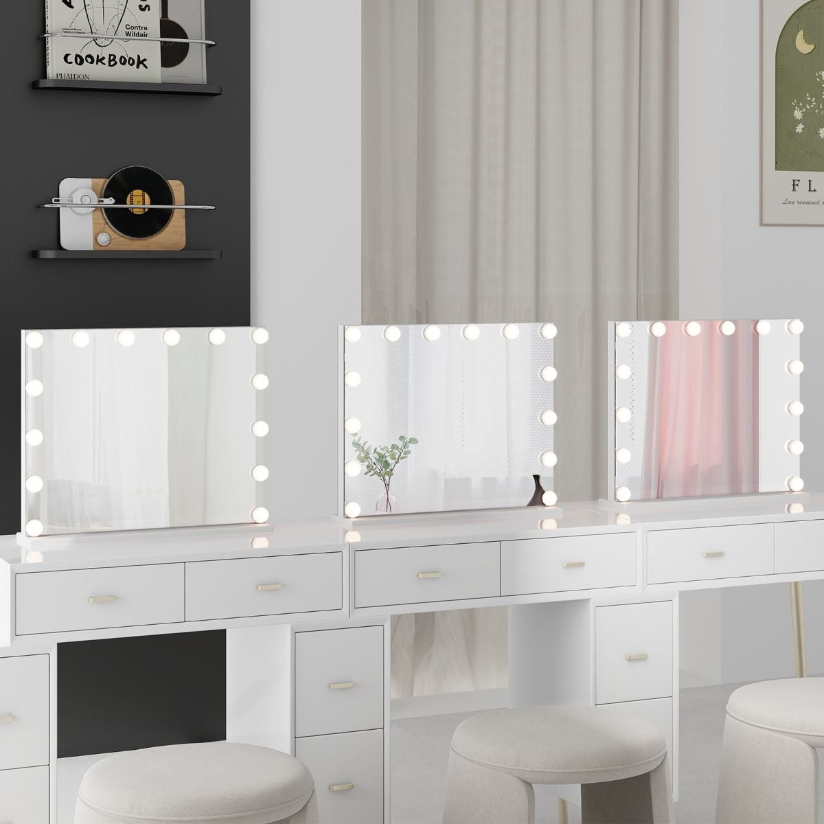 Hollywood Vanity Mirror with with 3 Color Lighting Modes for Tabletop