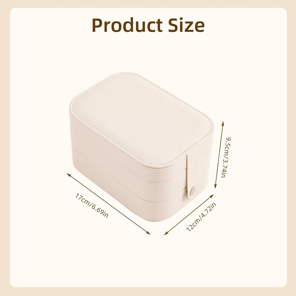 3-Layer Travel Makeup Bag with LED Illuminated Mirror - Stylish Portable Organizer for Cosmetics and Jewelry in White