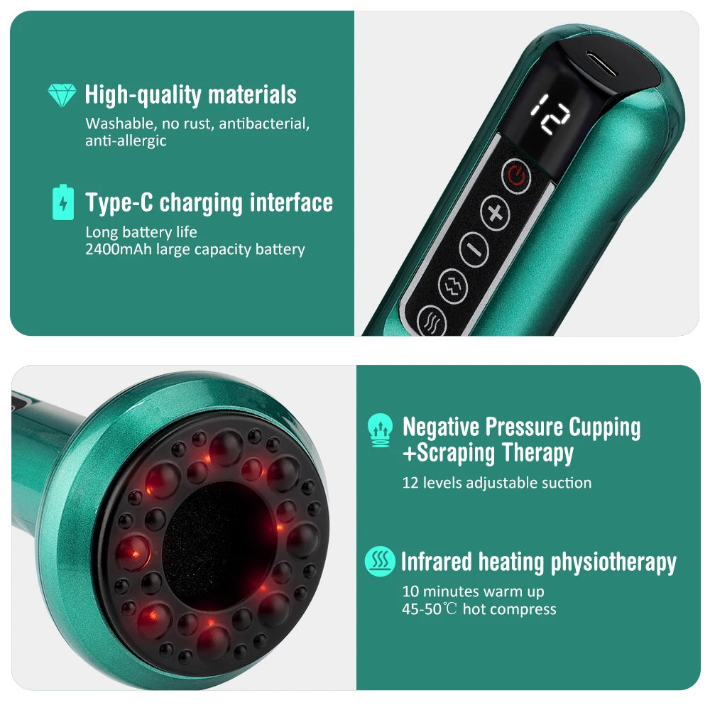 Revolutionary Smart Vacuum Massage Jars - Rechargeable Cupping Device with Infrared Heating for Ultimate Body Relaxation