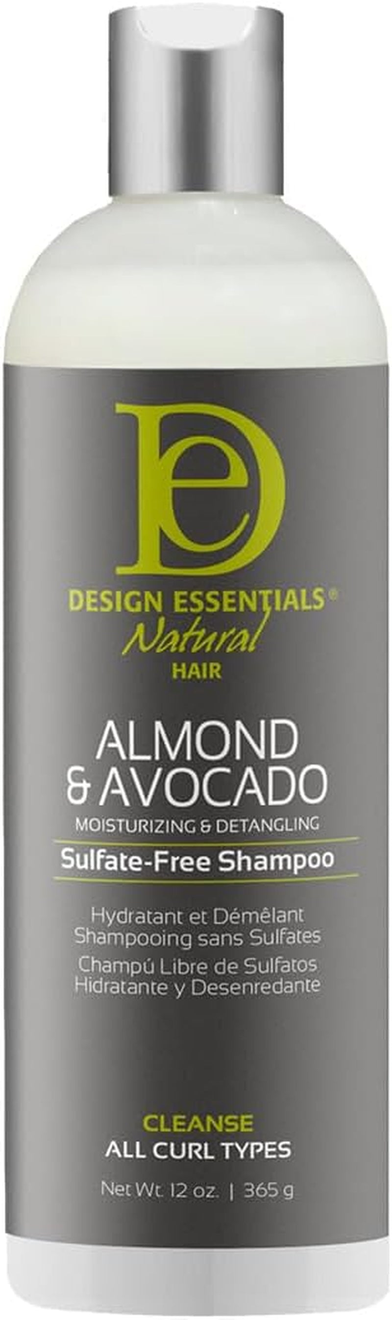 Natural Almond & Avocado Moisturizing Shampoo - Sulfate-Free Detangler, 12 oz