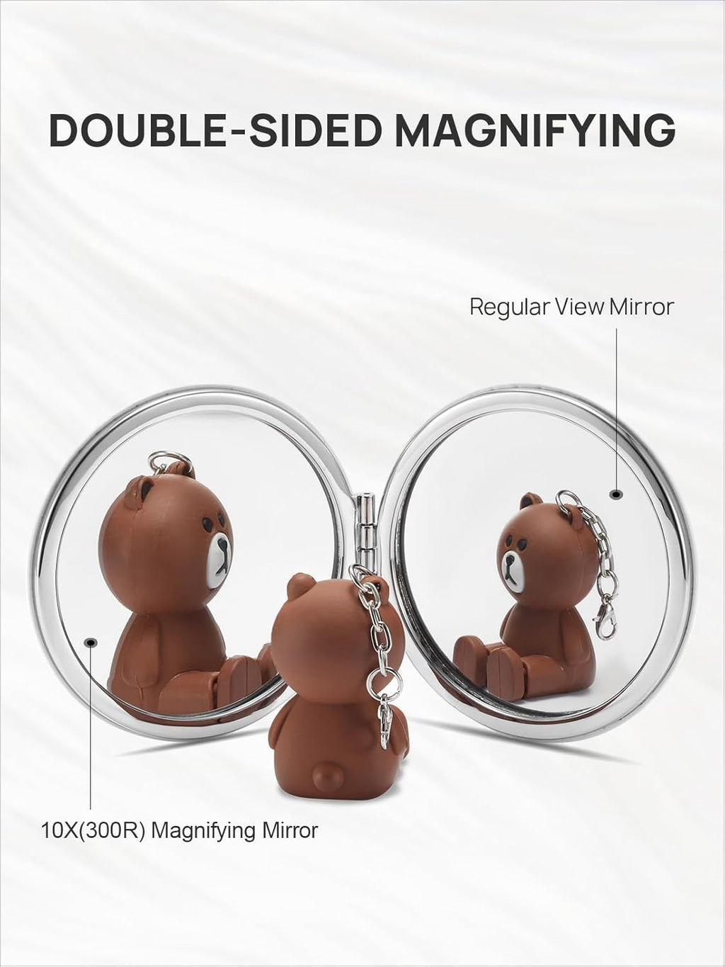 Ultra-Portable Compact Mirror with 1X/10X Magnification - Stylish Round Design in Classic Black, Perfect for Purses and Travel