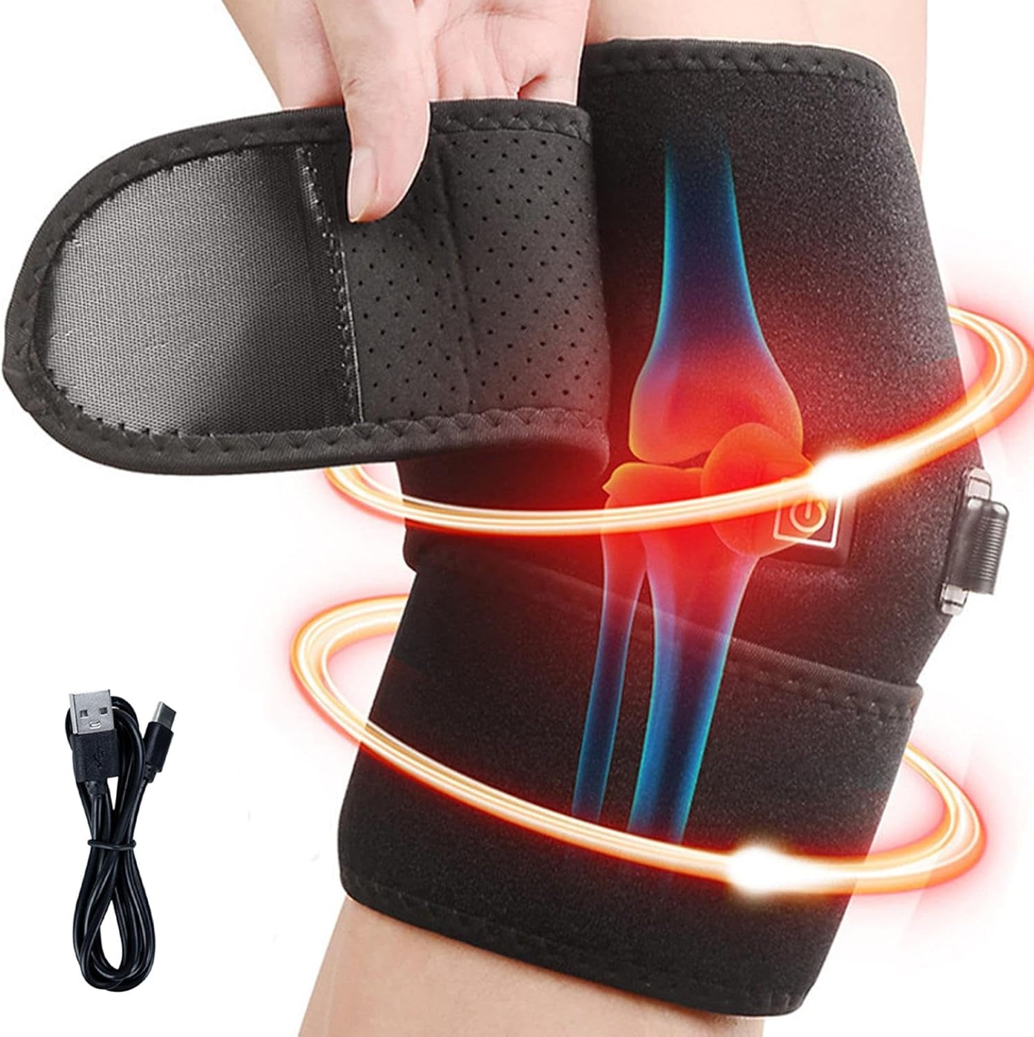 USB Heated Knee Brace with Adjustable Heat Settings for Enhanced Comfort and Relief During Activity