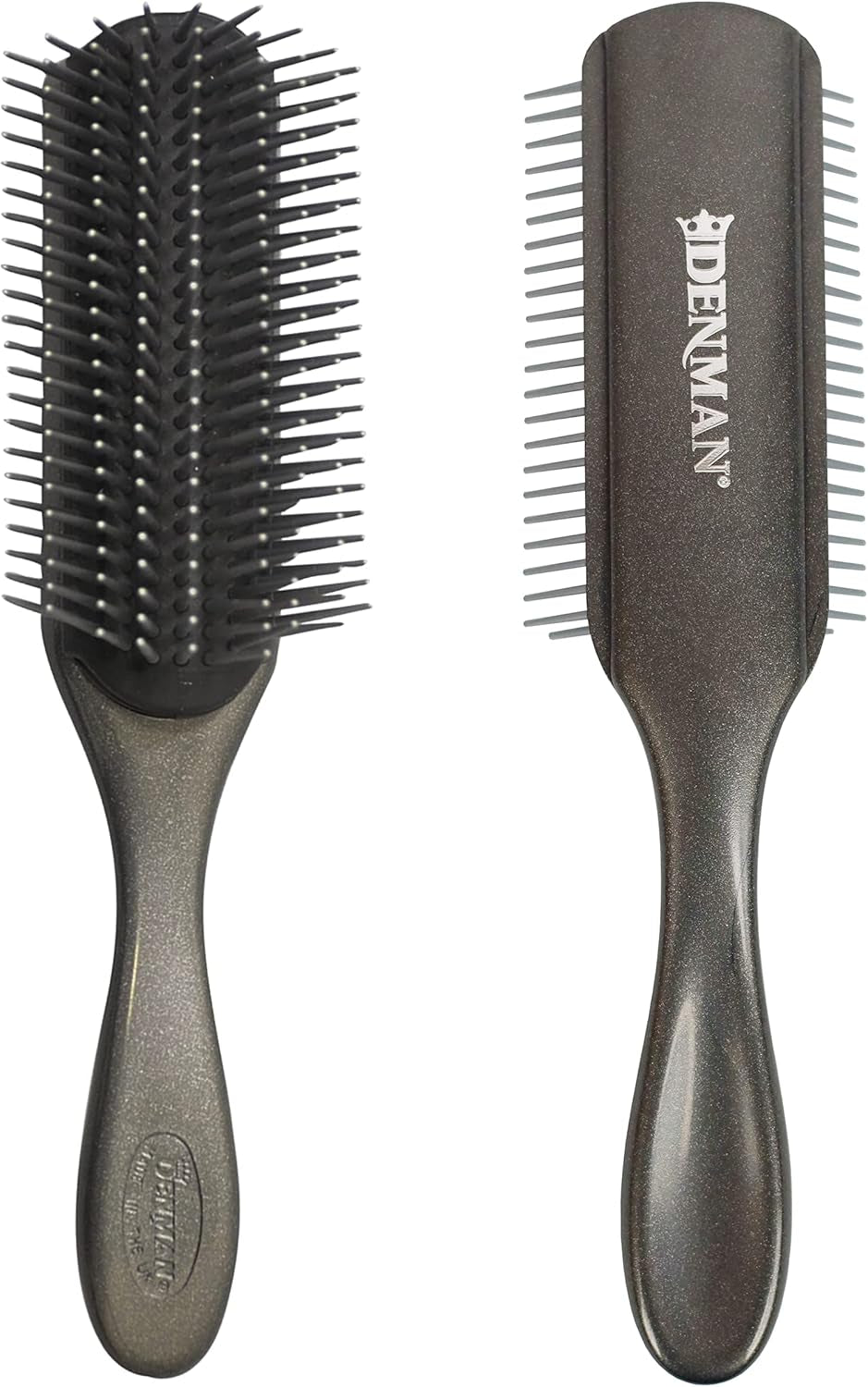D4 Silver Curly Hair Brush - 9 Row Styling Brush for Smoothing, Defining Curls & Long Hair for All Genders