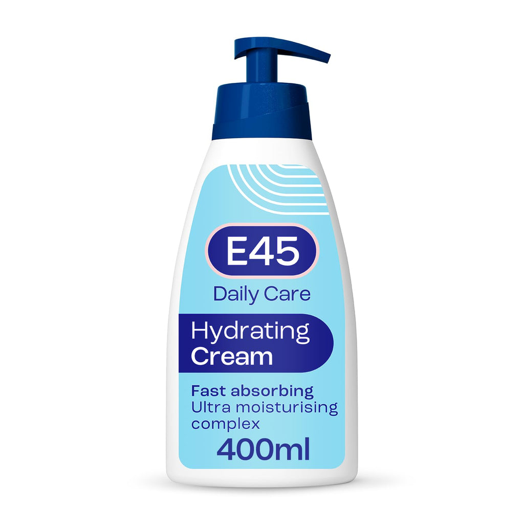 E45 Daily Hydrating Cream 400ml - Ultimate Moisturisation for All Skin Types, Non-Greasy & Fast Absorbing, Perfume-Free, Dermatologically Tested Body, Face & Hand Cream