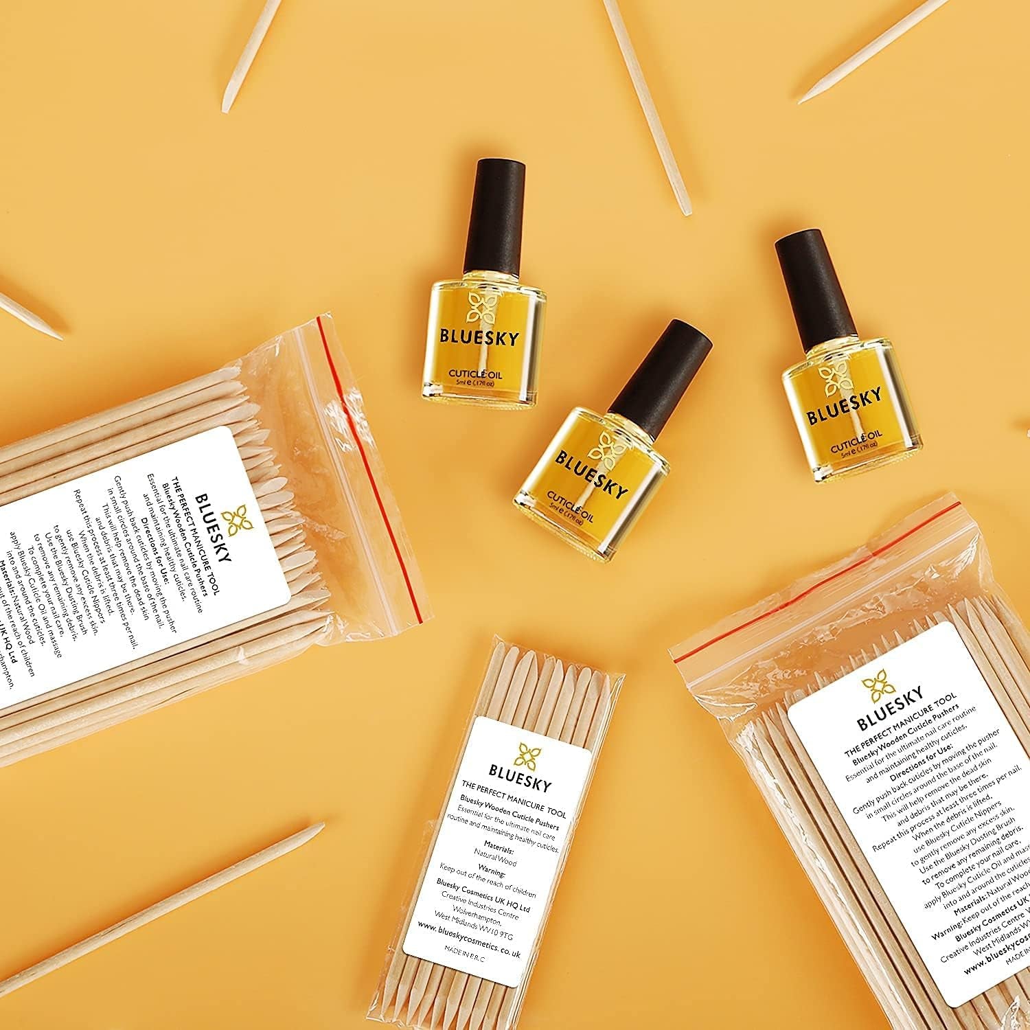 Double-Ended Wooden Cuticle Pushers - 10 Pack of 4.5 Inch Nail Art & Manicure Tools