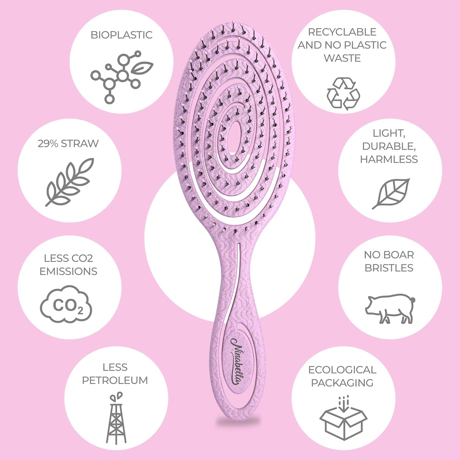 Spiral Detangling Hair Brush - Effortlessly Removes Tangles for All Hair Types - Lilac