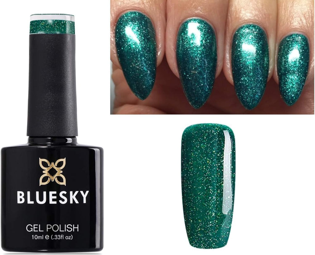 Mistletoe Magic: Sparkling Green Glitter Gel Nail Polish for a Festive Christmas Look - UV LED Soak Off