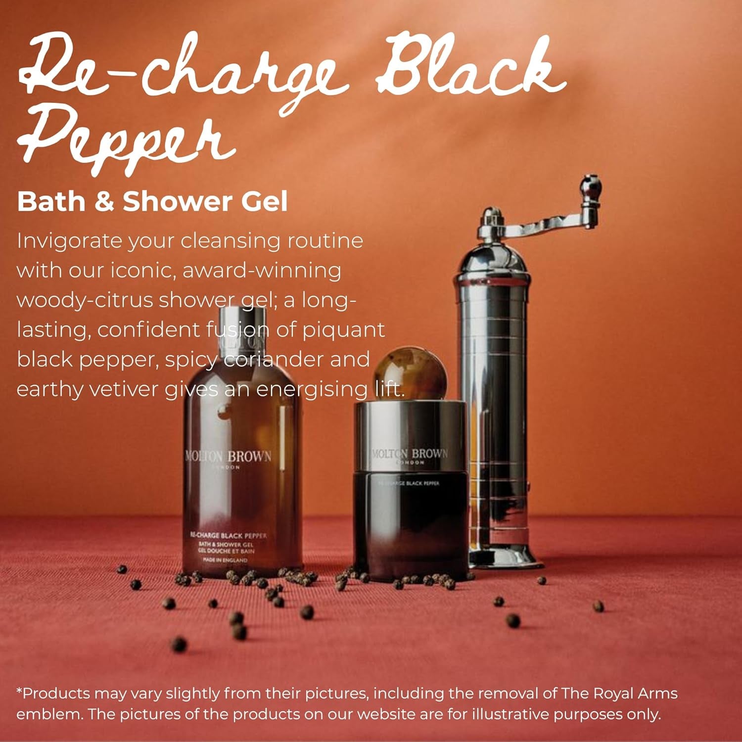 Re-Charge Black Pepper Bath & Shower Gel - 300ml Luxury Cleanser